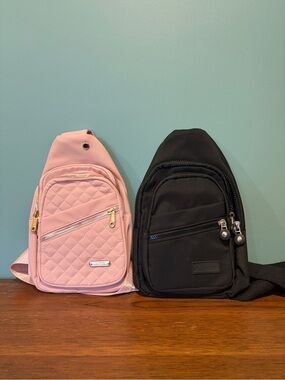 🔥🆕🔥 [LOT OF 2] Crossbody Sling Bags - Pink & Black